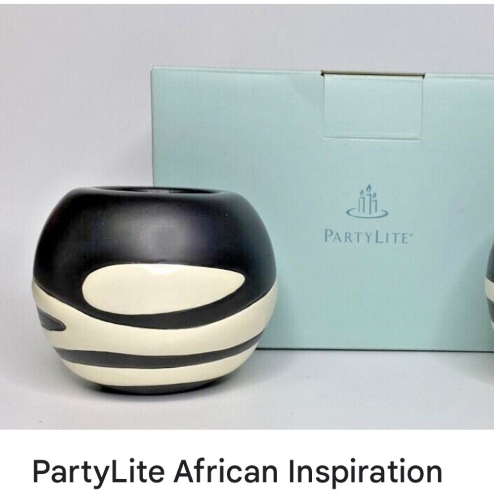 PartyLite Black and White Candle Holder Pair